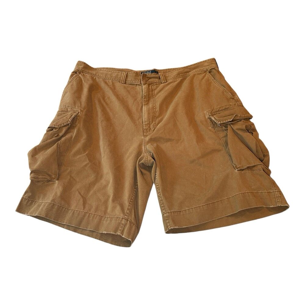 Vintage Polo Ralph Lauren 67 Chino Cargo Shorts Men's Size 42 Tan Utility Y2K